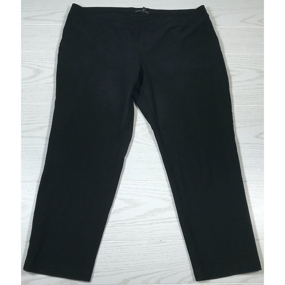 Eileen Fisher Petite Large Stretch Pants Women Black Elastic Waist Comfort Mom